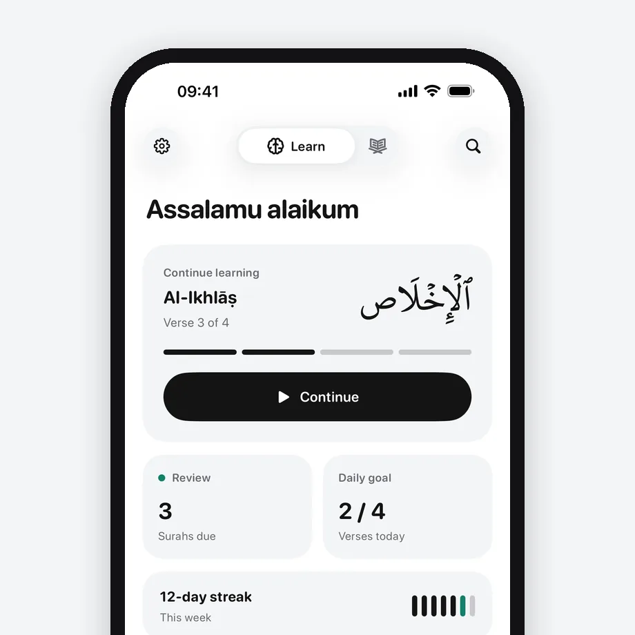 Home screen with daily goal and reviews due