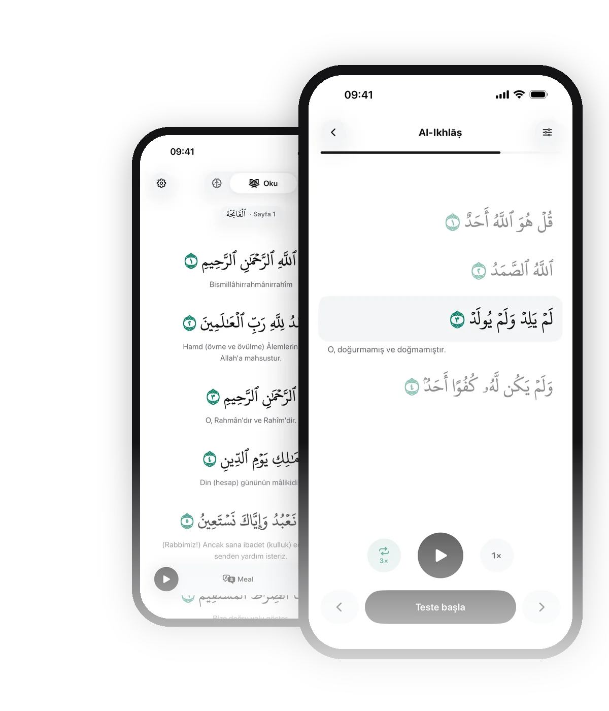 iPhone’da hifaaz: ezber ve okuma ekranı
